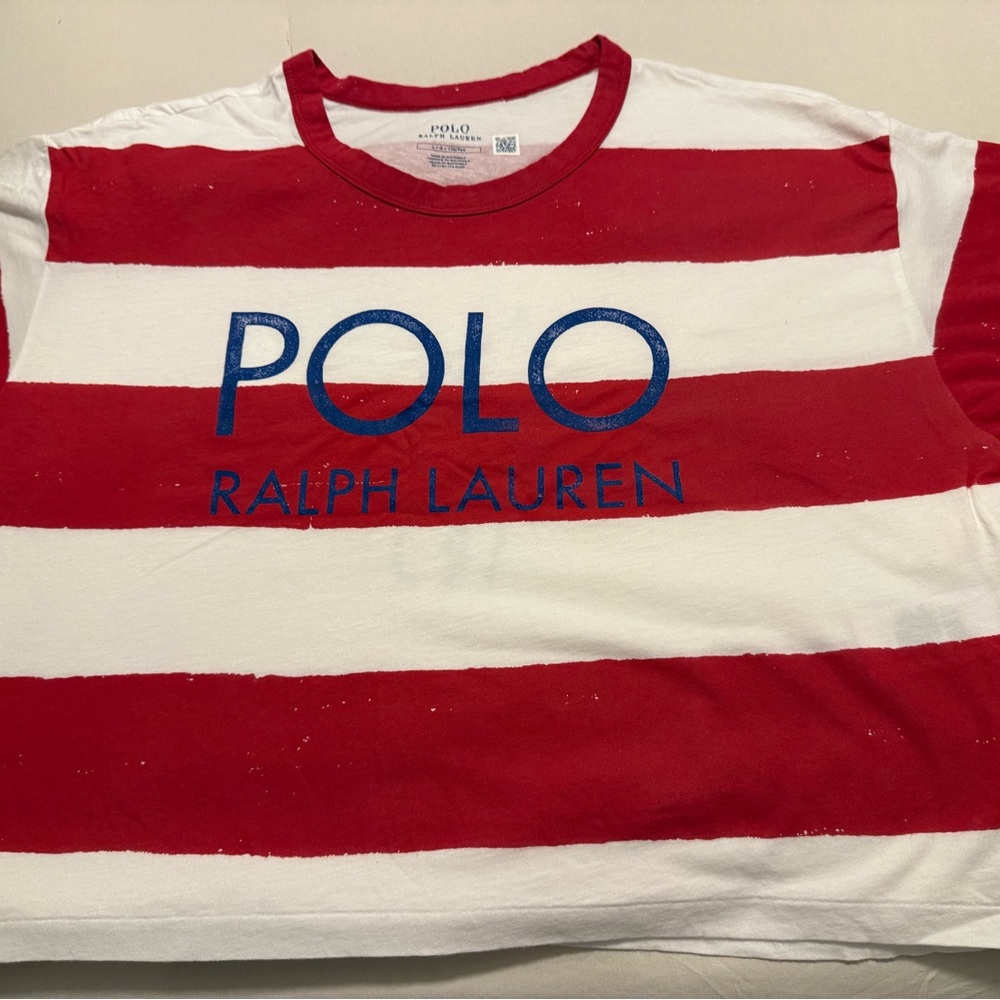 Polo by Ralph Lauren Women’s Striped Red and White Cropped Tee